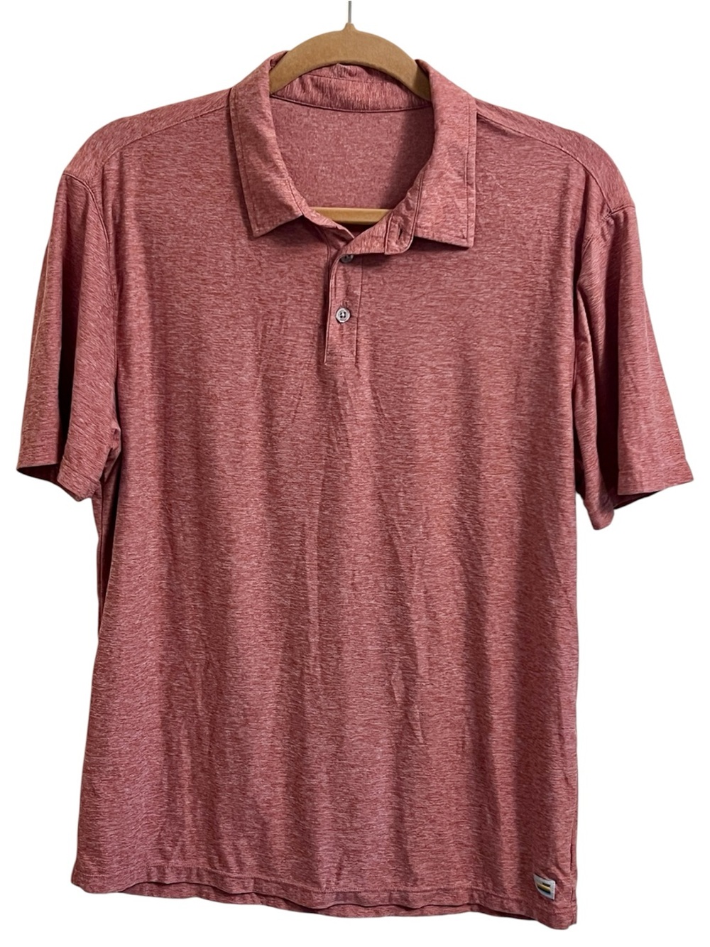 Vuori Men’s Strato Tech Polo Heathered Red/ Rose Soft Knit Collared Shirt